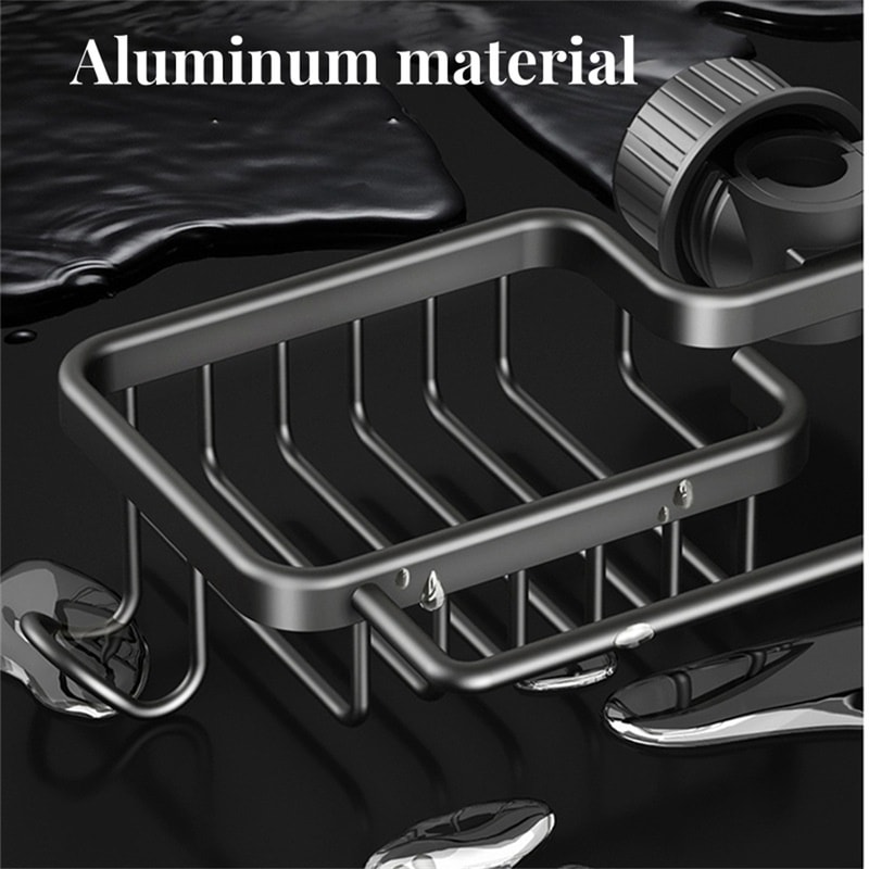 Sink Sponge Holder with Drain Tray No Drill Kitchen Storage Rack Organizer