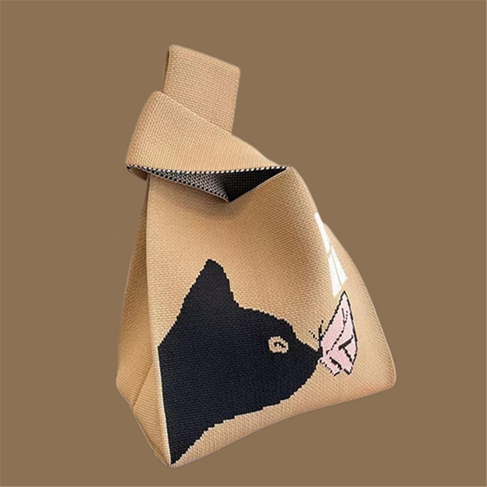 Handmade Knitted Mini Tote Bag Casual Wrist Bag For Women Reusable Shoulder Shopper 6