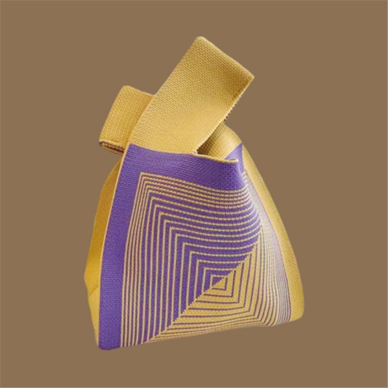 Handmade Knitted Mini Tote Bag Casual Wrist Bag For Women Reusable Shoulder Shopper 10