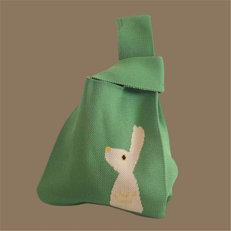 Handmade Knitted Mini Tote Bag Casual Wrist Bag For Women Reusable Shoulder Shopper 13