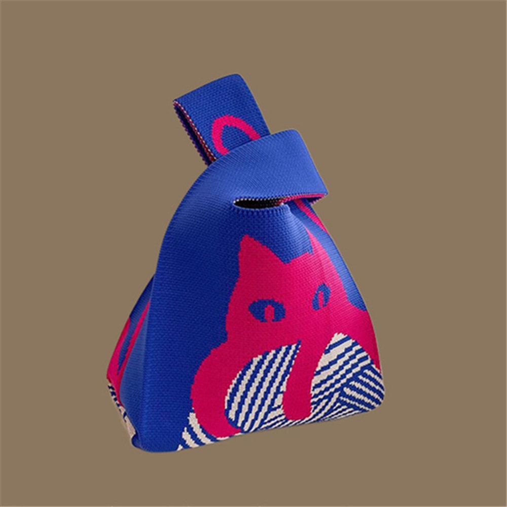 Handmade Knitted Mini Tote Bag Casual Wrist Bag For Women Reusable Shoulder Shopper 15