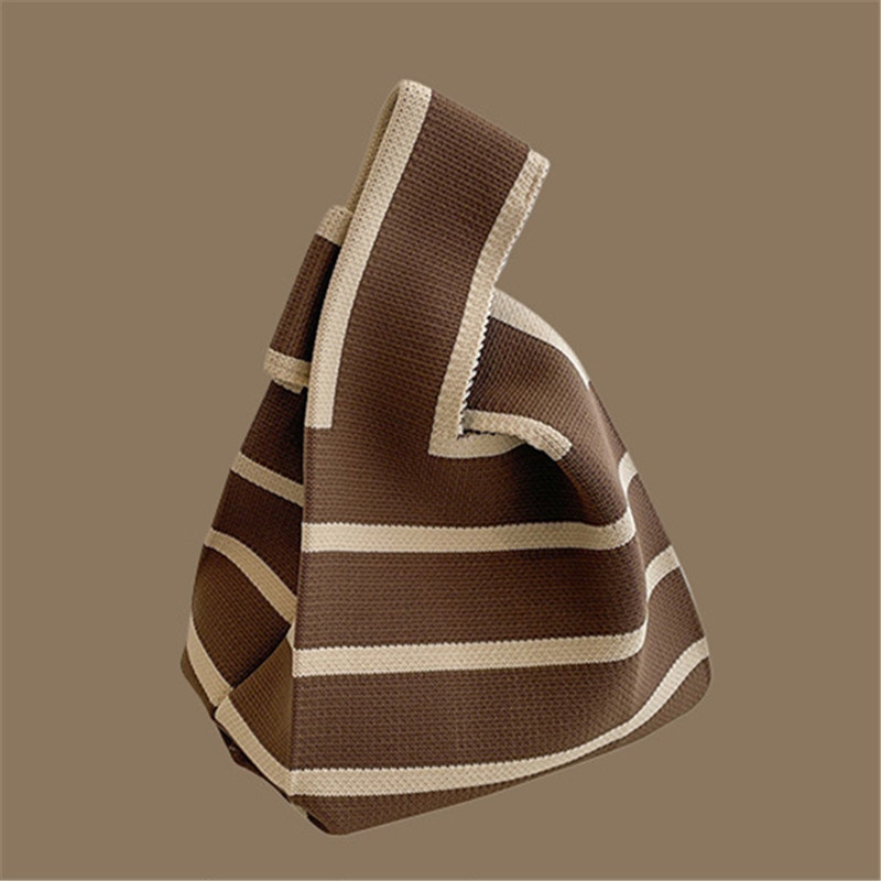 Handmade Knitted Mini Tote Bag Casual Wrist Bag For Women Reusable Shoulder Shopper 16