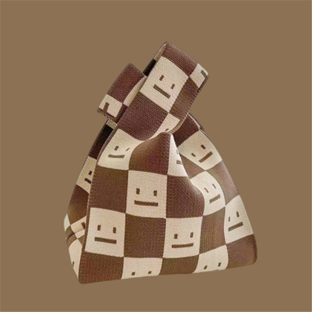 Handmade Knitted Mini Tote Bag Casual Wrist Bag For Women Reusable Shoulder Shopper 17