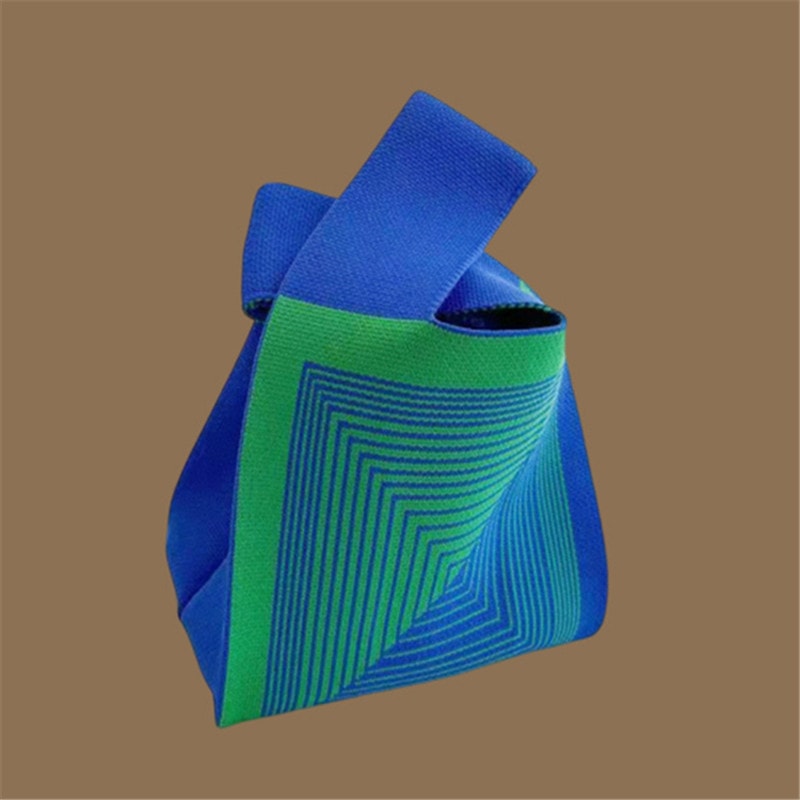 Handmade Knitted Mini Tote Bag Casual Wrist Bag For Women Reusable Shoulder Shopper 21