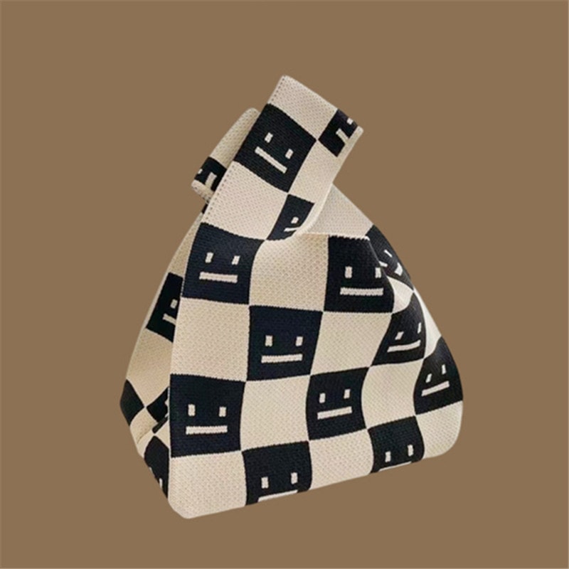 Handmade Knitted Mini Tote Bag Casual Wrist Bag For Women Reusable Shoulder Shopper 25