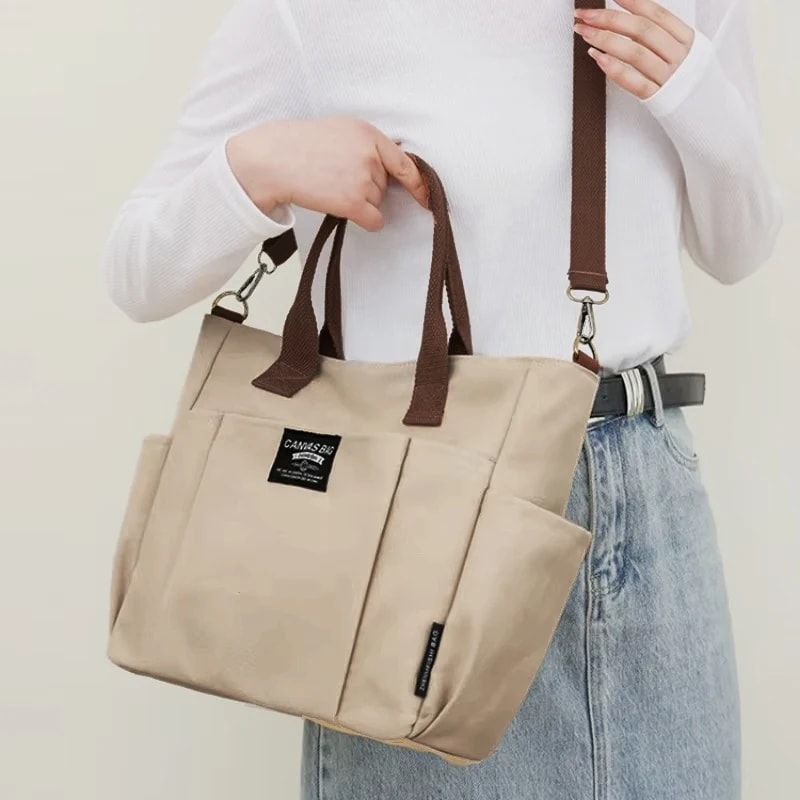 Large Capacity Canvas Tote Bag For Women Laptop Shoulder Bag Crossbody Commuter Handbag 1