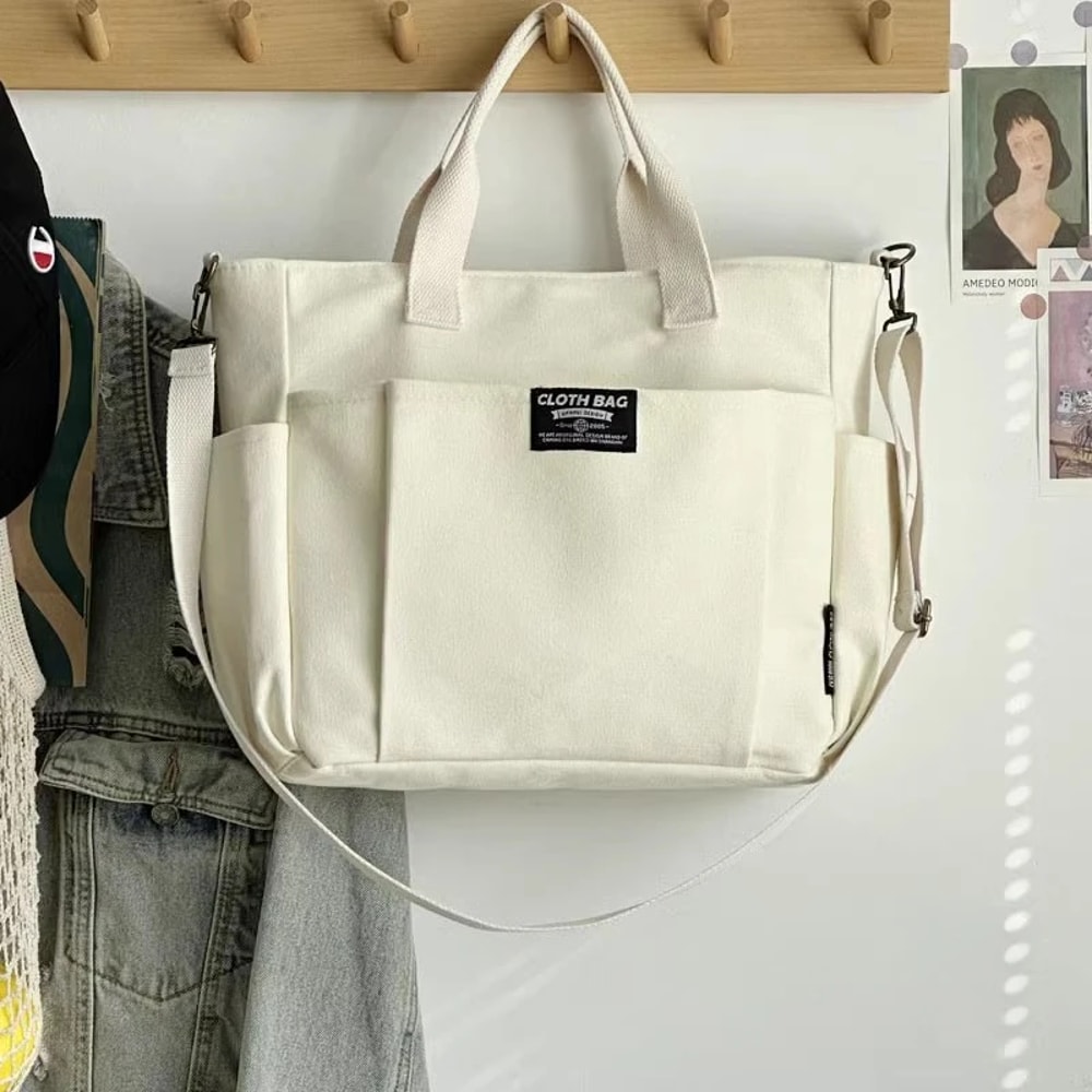 Large Capacity Canvas Tote Bag For Women Laptop Shoulder Bag Crossbody Commuter Handbag 6