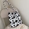 Leopard Print Canvas Tote Bag Large Capacity Stylish Shoulder Shopping Bag 5