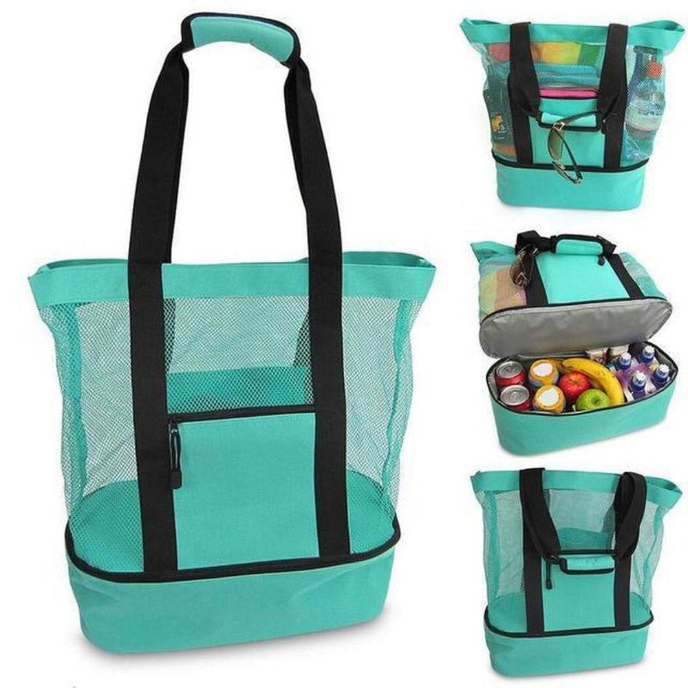 Large Mesh Beach Cooler Bag Insulated Picnic Tote For Food And Drinks 1