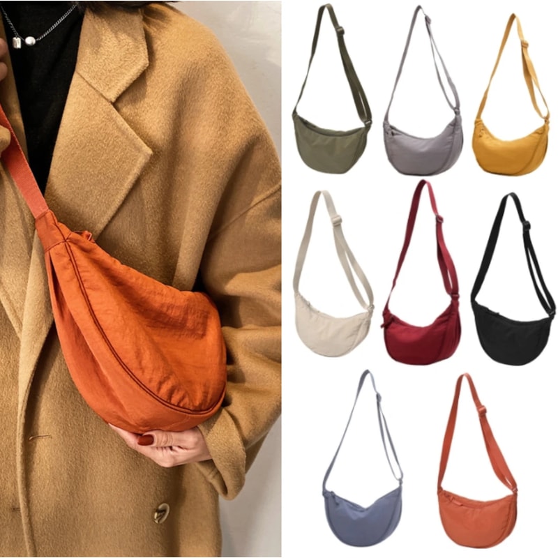Large Capacity Nylon Hobo Crossbody Bag Lightweight Designer Shoulder Tote for Women