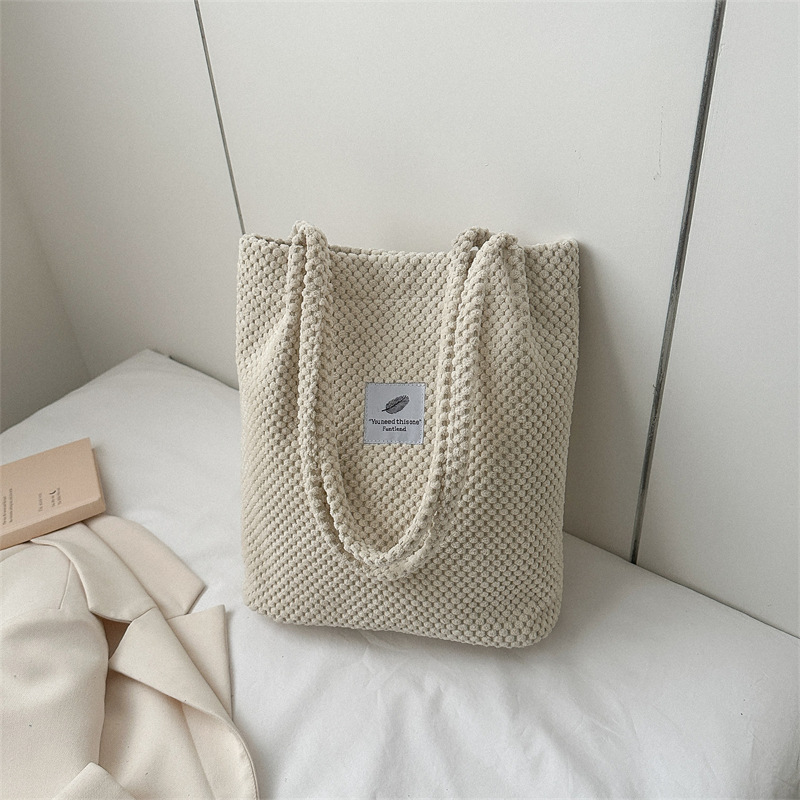 Casual Corduroy Bucket Shoulder Bag Canvas Everyday Tote For Women 1