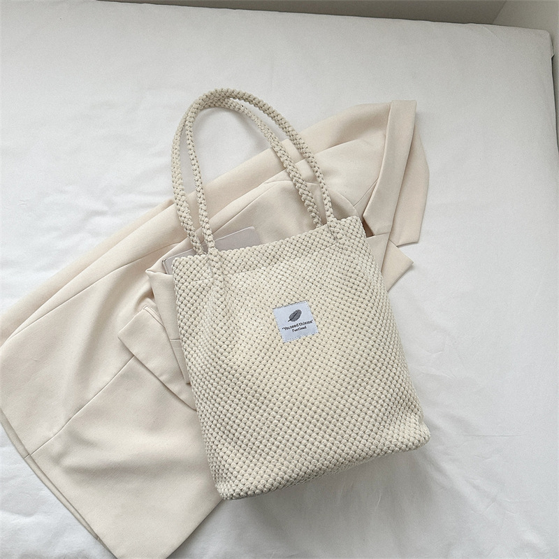 Casual Corduroy Bucket Shoulder Bag Canvas Everyday Tote For Women 12