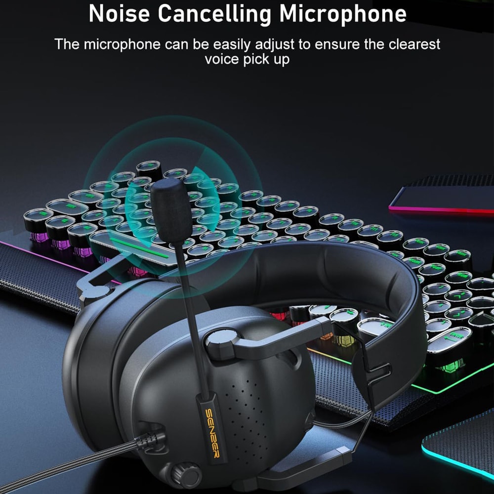 Wired Gaming Headset with Mic for PC Xbox PS Noise Isolating Stereo Headphones