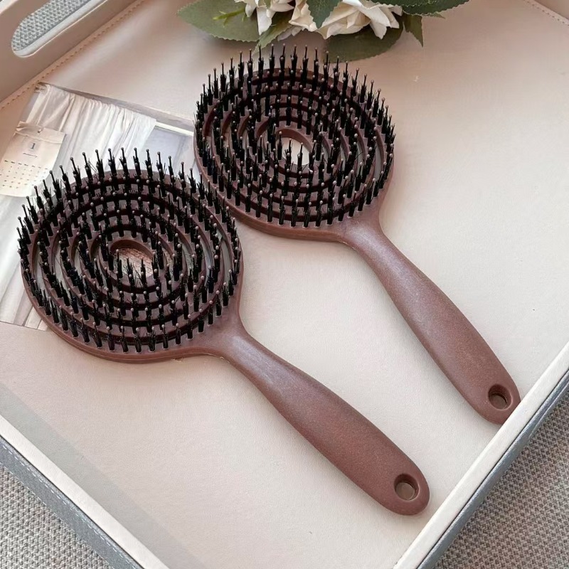 Boar Bristle Round Hair Brush For Volume Detangling And Scalp Massage Styling Tool 1