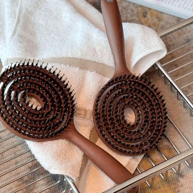 Boar Bristle Round Hair Brush For Volume Detangling And Scalp Massage Styling Tool 2