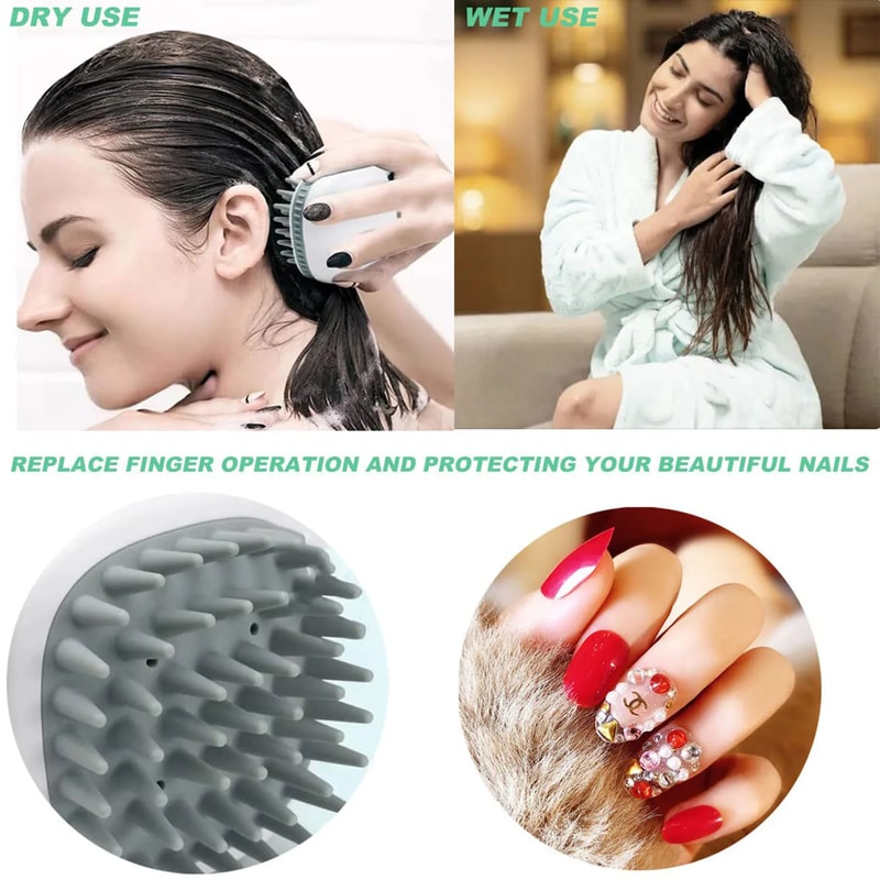 Silicone Scalp Massager Shampoo Brush Dandruff Removal Hair Scrubber 4