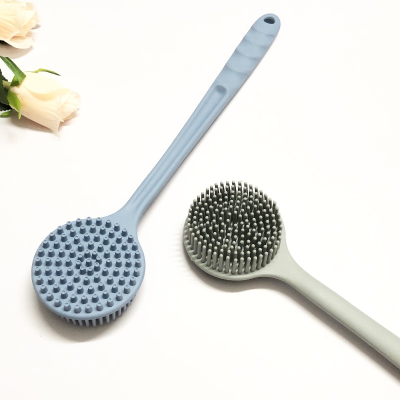 Silicone Back Scrubber Brush Long Handle Exfoliating Body Cleanser And Massager 3