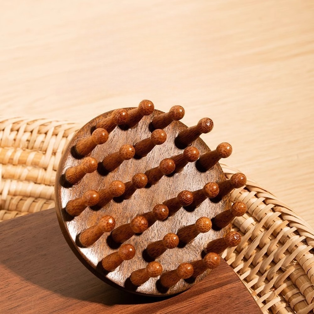 Sandalwood Scalp Massager Comb Natural Wooden Meridian Therapy Hair Brush 3