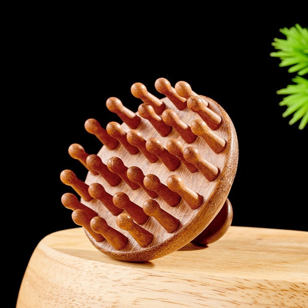 Sandalwood Scalp Massager Comb Natural Wooden Meridian Therapy Hair Brush 4