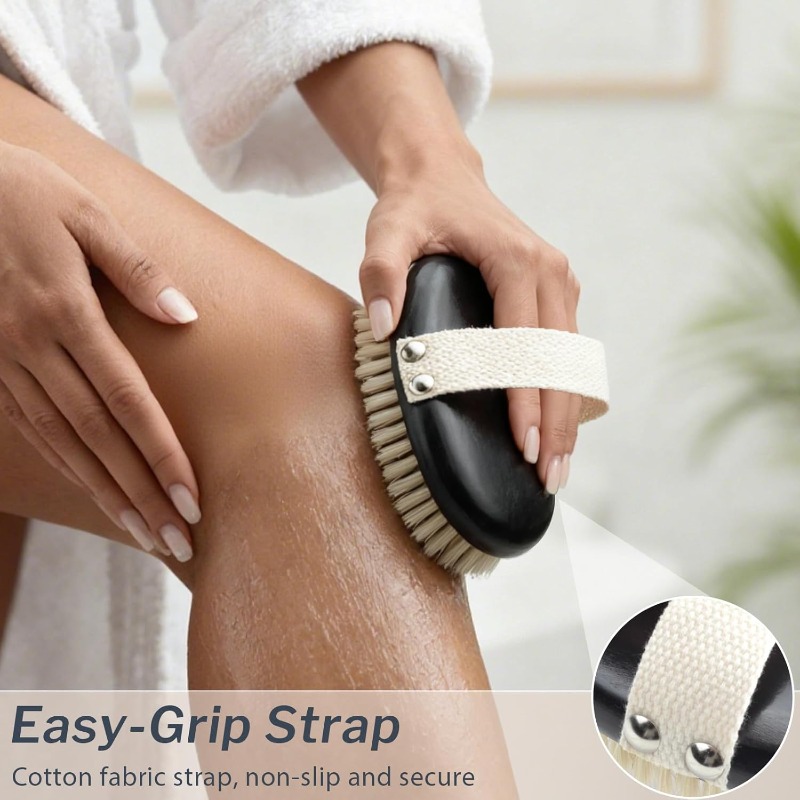 Natural Bristle Dry Body Brush For Lymphatic Drainage Exfoliating Skin Care Tool 3