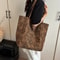 Leopard Print Canvas Tote Bag For Women Large Casual Shoulder Handbag 1