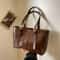 Retro Shoulder Bag Large Capacity Tote PU Leather Handbag For Women 9