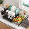 Extendable Dish Drying Rack with Drainboard & Kitchen Sink Organizer for Countertop Storage