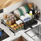 Extendable Dish Drying Rack with Drainboard & Kitchen Sink Organizer for Countertop Storage