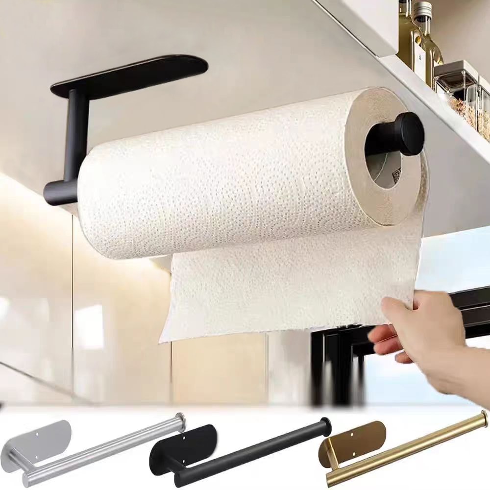 Adhesive Wall Mount Paper Towel Holder Space Saving Kitchen & Bathroom Roll Dispenser