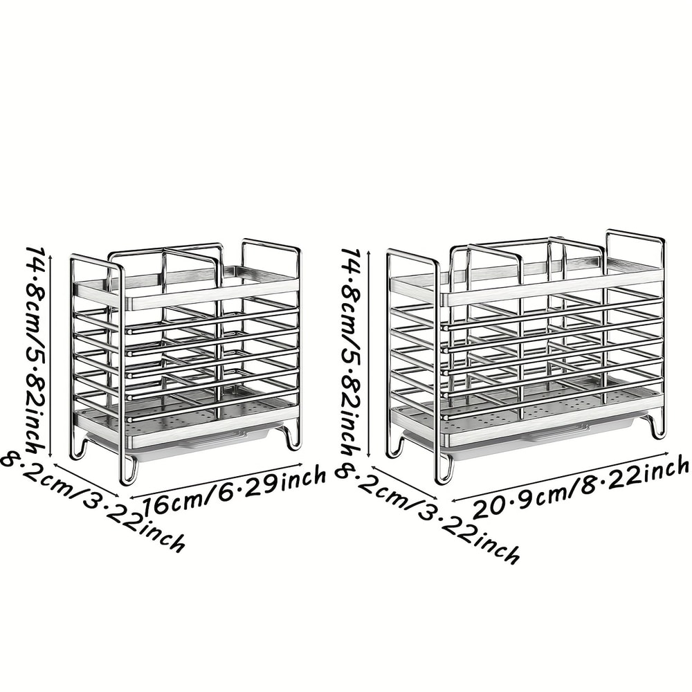 Wall Mounted Utensil Holder No Drill Stainless Steel Space Saving Kitchen Rack 4