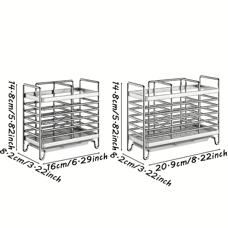 Wall Mounted Utensil Holder No Drill Stainless Steel Space Saving Kitchen Rack 4