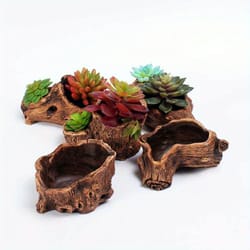 retro tree stump succulent planter rustic cement flower pot for home decor