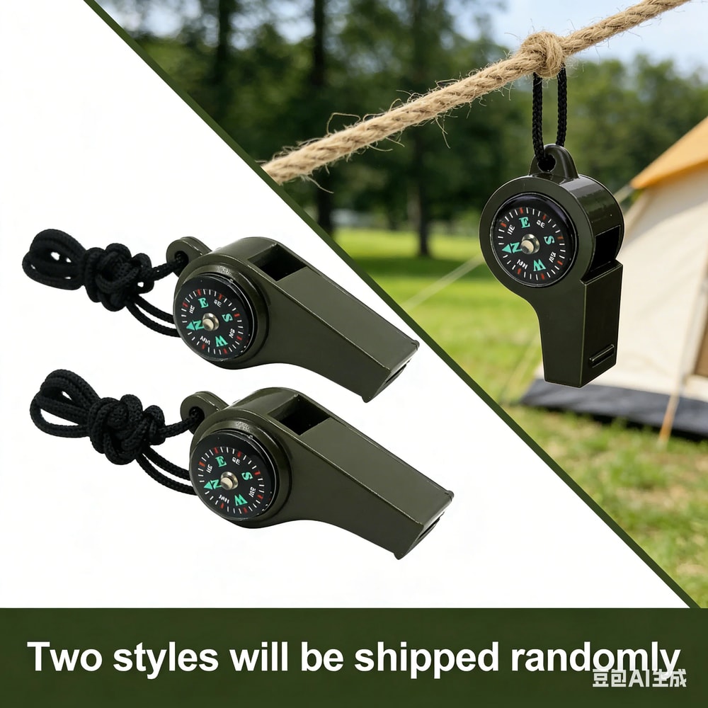 Emergency Survival Whistle With Compass Thermometer For Outdoor Safety 4