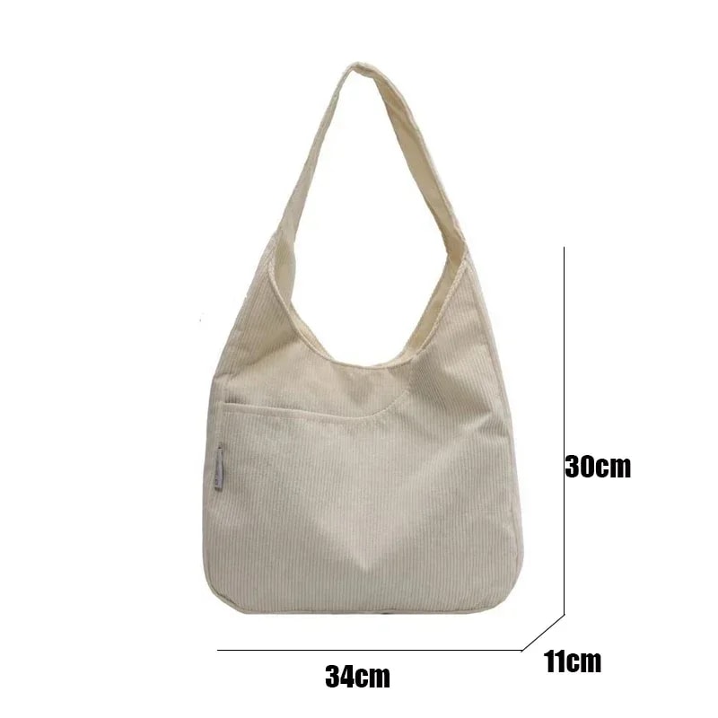 Corduroy Canvas Tote Bag For Women Large Capacity Shoulder Shopper 4
