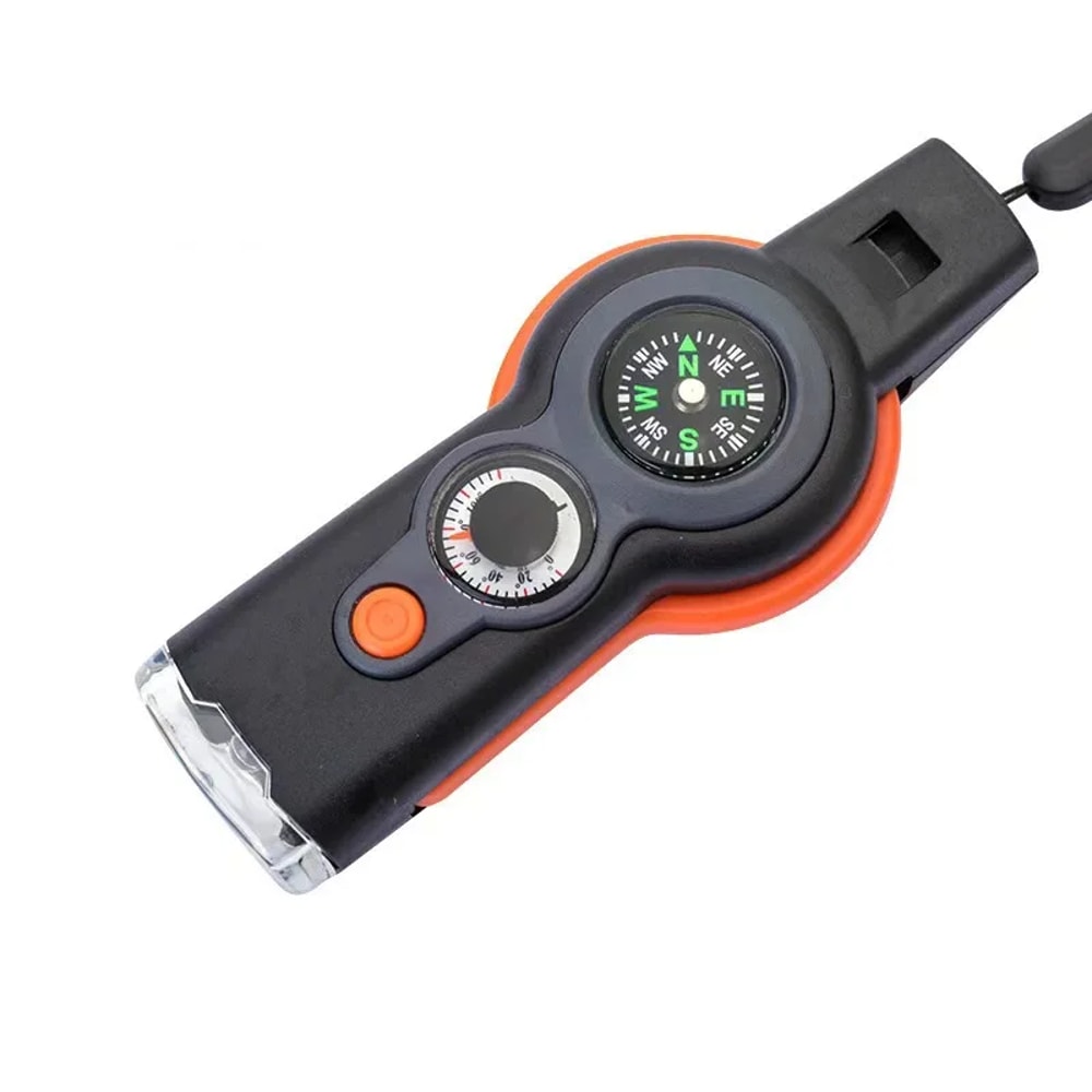 Survival Whistle Outdoor Emergency Tool With Flashlight Compass Thermometer 1