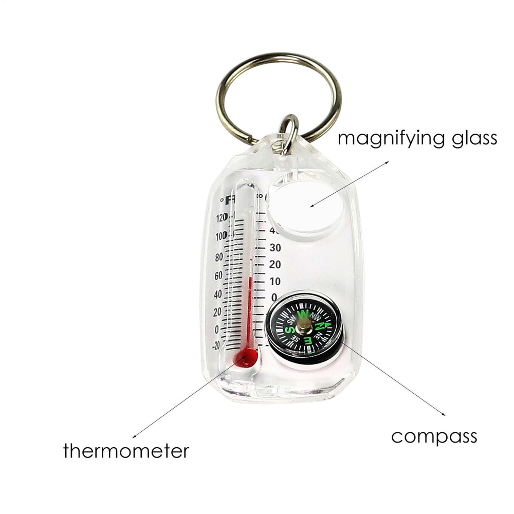Mini Survival Compass Keychain With Thermometer For Camping Hiking Navigation Tool 3