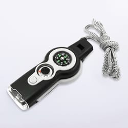 emergency survival whistle with led light compass & thermometer for outdoor safety