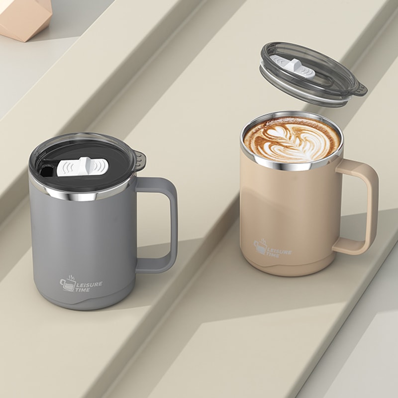 Double Wall Stainless Steel Travel Mug With Handle Leakproof Large Capacity Insulated Coffee Mug 2