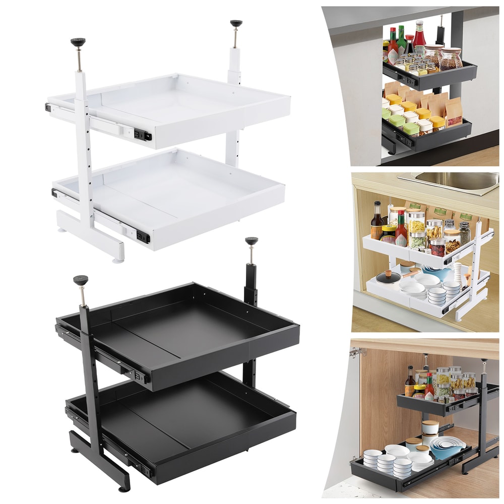 Expandable Pull Out Cabinet Organizer With Adjustable Slide Out Drawers For Kitchen Storage 3