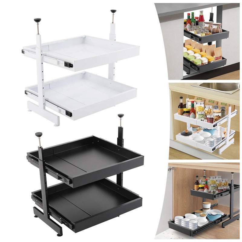 Expandable Pull Out Cabinet Organizer With Adjustable Slide Out Drawers For Kitchen Storage 3