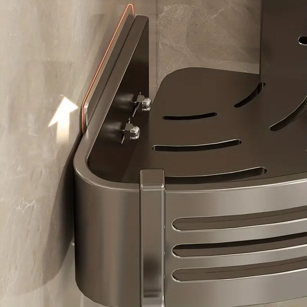 Space Saving Aluminum Corner Shower Shelf Organizer Wall Mounted No Drill Bathroom Rack 1