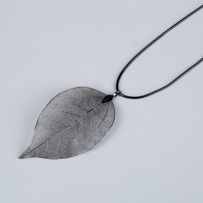 Real Leaf Choker Necklace For Women Natural Filigree Pendant Jewelry 13