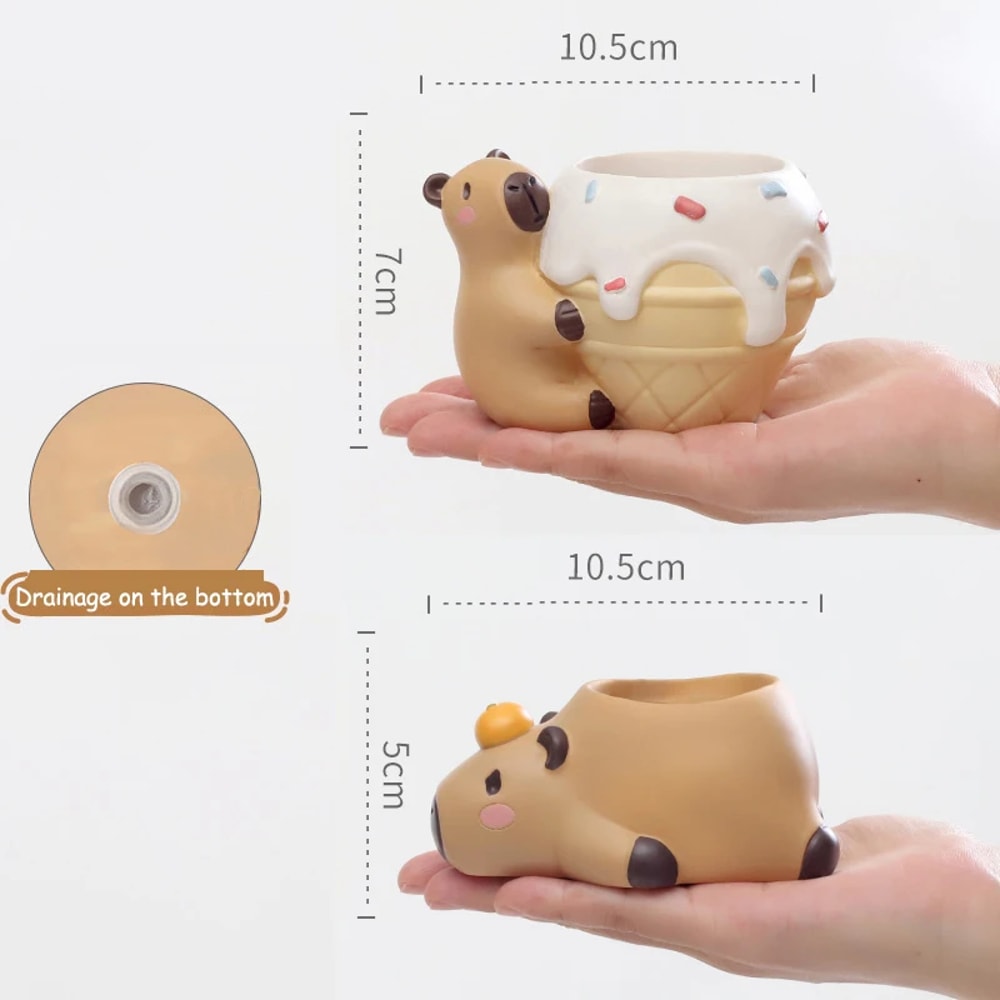 Capybara Succulent Planter Mini Resin Animal Flower Pot For Desk Decor 2