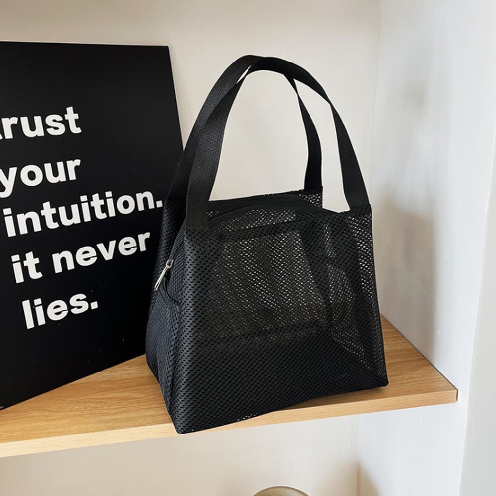 Large Capacity Mesh Toiletry Bag With Handle Portable Travel Makeup Beach Organizer 0