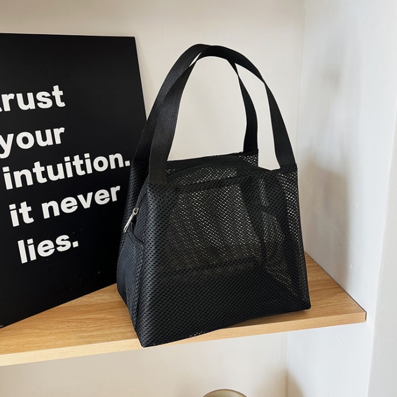 Large Capacity Mesh Toiletry Bag With Handle Portable Travel Makeup Beach Organizer 1