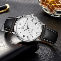 geneva unisex leather watch quartz wristwatch minimalist casual dress watch