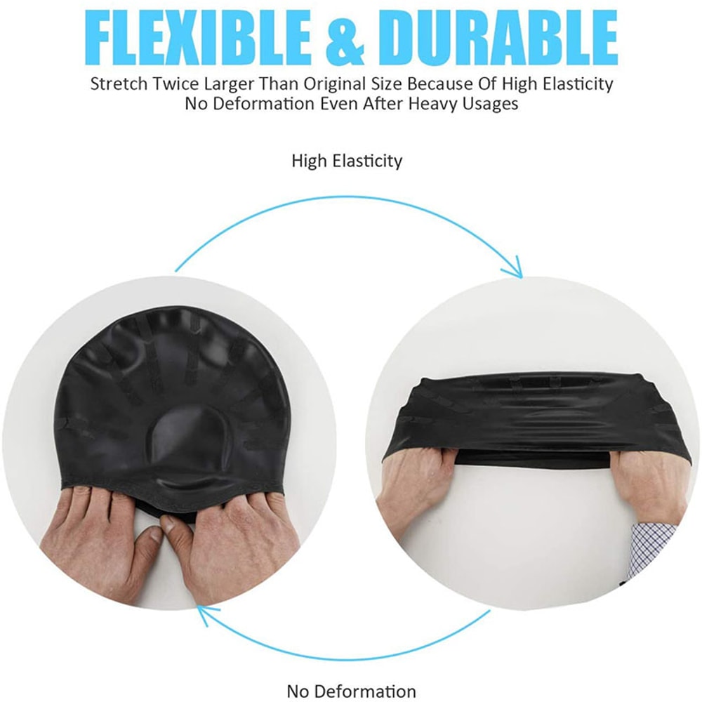 Silicone Waterproof Swim Cap With Ear Protection For Long Hair Men Women 5