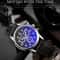 Men's Quartz Watch Blue Dial Waterproof Business Casual Leather Strap Watch