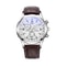 Men's Quartz Watch Blue Dial Waterproof Business Casual Leather Strap Watch