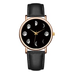 moon phase quartz watch for women elegant minimalist wristwatch with lunar dial